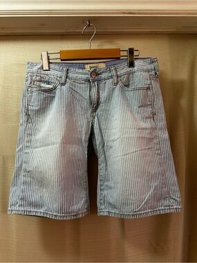 Holding Horses Y2K Striped Denim Bermuda Shorts Boy Short Long Jean Shorts 2000s